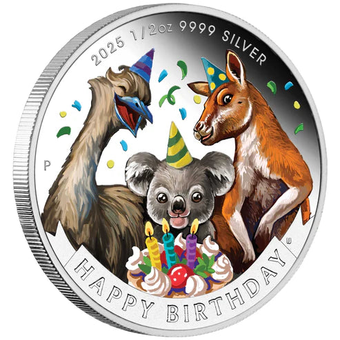 Happy Birthday 2025 1/2oz Silver Proof Coloured Coin Perth Mint