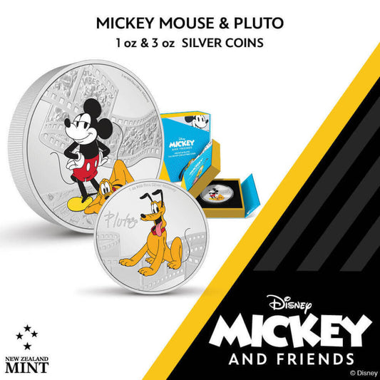 Disney Mickey & Friends – Mickey & Pluto 3oz Silver Coin