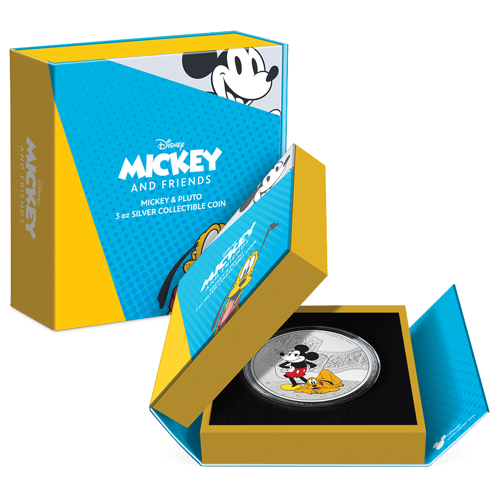 Disney Mickey & Friends – Mickey & Pluto 3oz Silver Coin