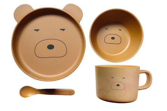 Animal Faces Kids Bamboo Dining Set