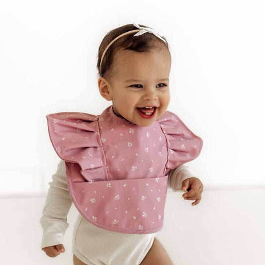 Baby Bib | Snuggle Hunny Waterproof Pink Fleur Frill