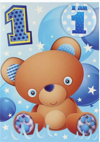 Birthday Card Boy Age 1 Badge