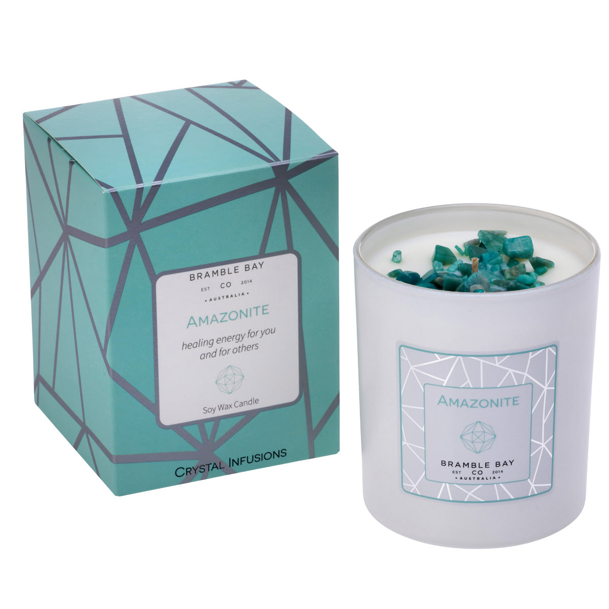 The Crystal Infusions Collection Amazonite Candle | Spring Rain & Lotus