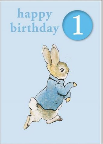 Peter Rabbit Birthday Card Age 1 Badge