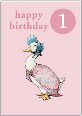 Jemima Puddle Duck Birthday Card Age 1 Badge