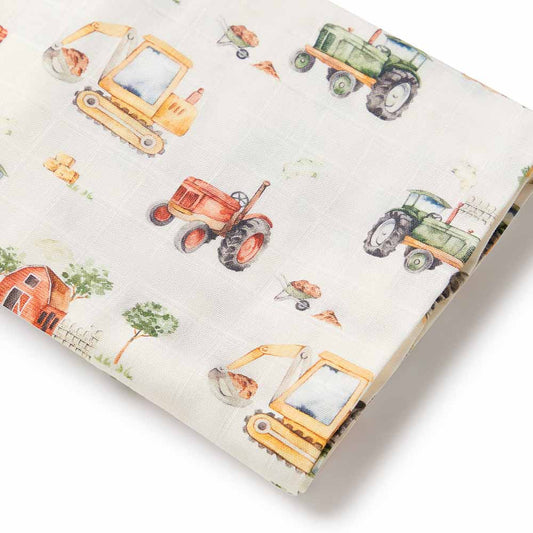 Snuggle Hunny Organic Muslin Wrap | Diggers & Tractors