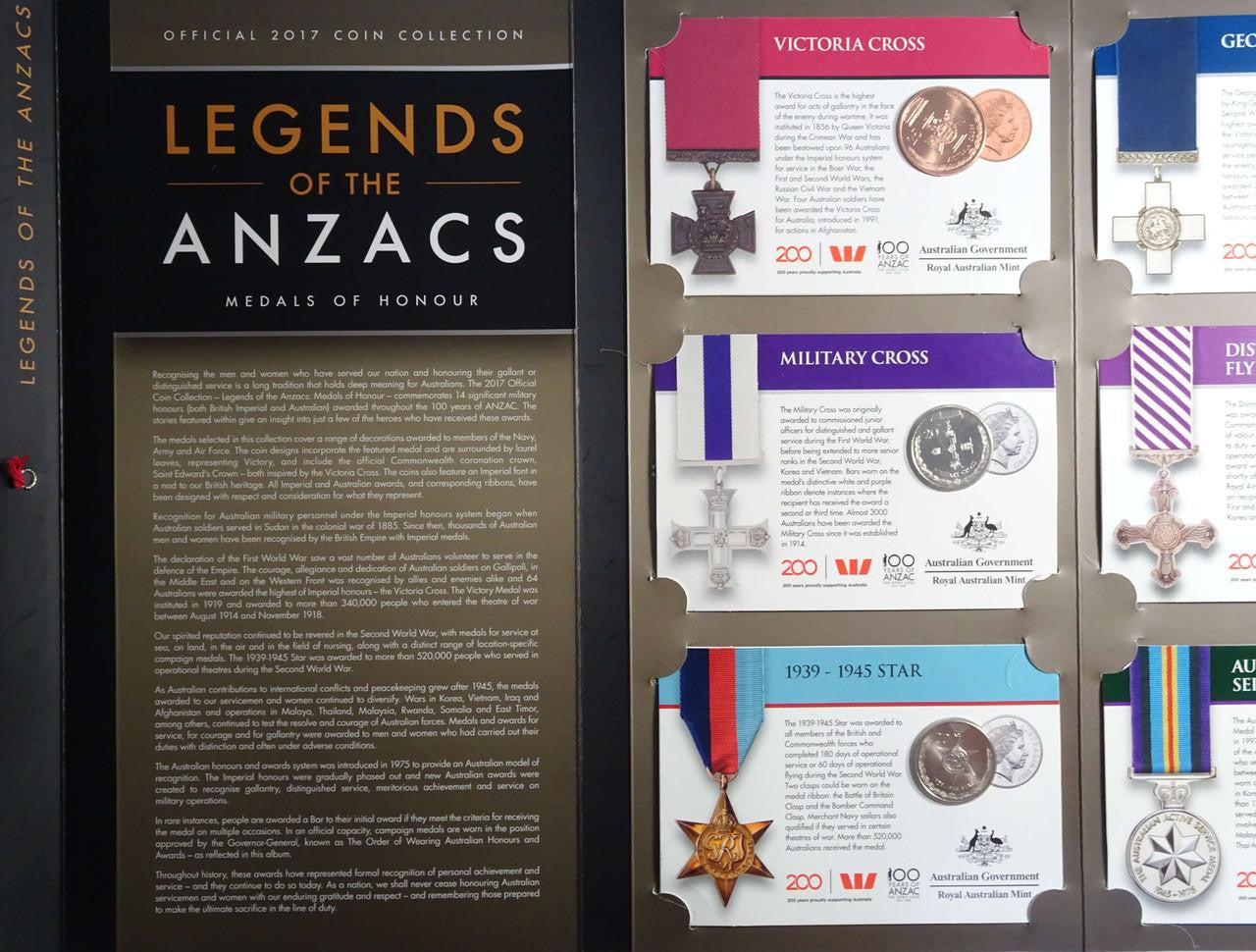 Legends of the Anzacs Medals of Honour 14 Coin Set